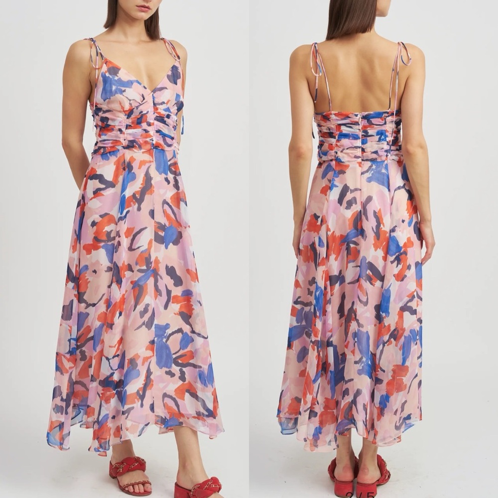 💫 En Saison Arlie Abstract Print Midi Dress - NEW